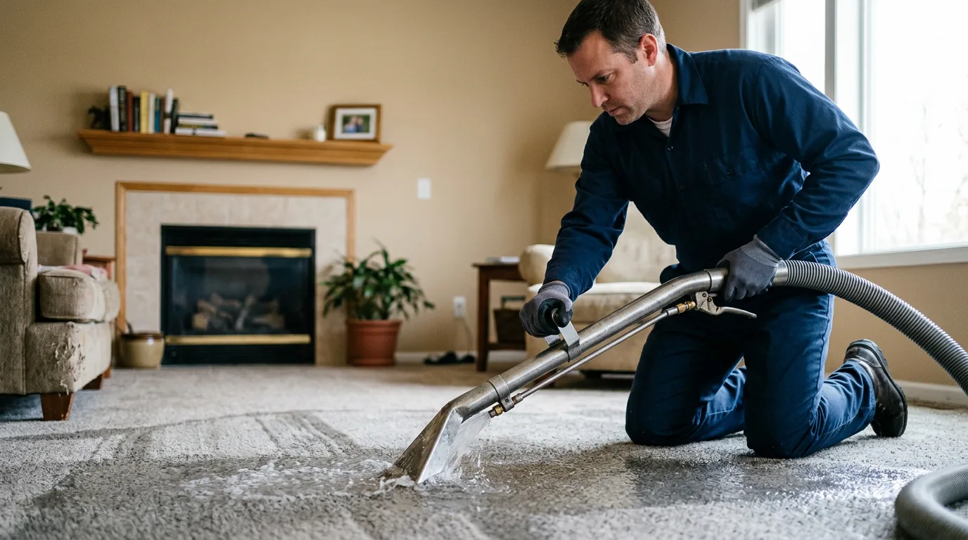 Water damage restoration technician working near Emmetsburg, IA